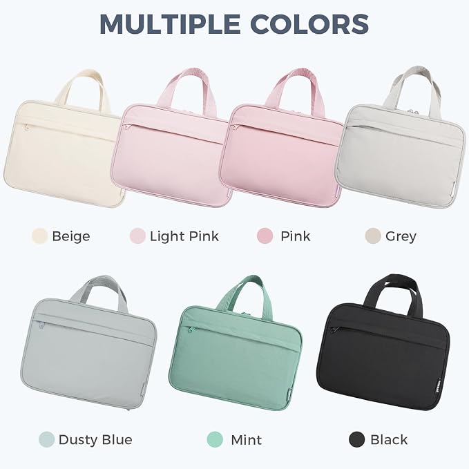 Toiletry Bag for Women, Portable Hanging Organizer, 4 Leakproof Compartments for Full-Sized Conditioners, Brush Sets, Makeup Accessories, Visible and Easy to Access, L, blue