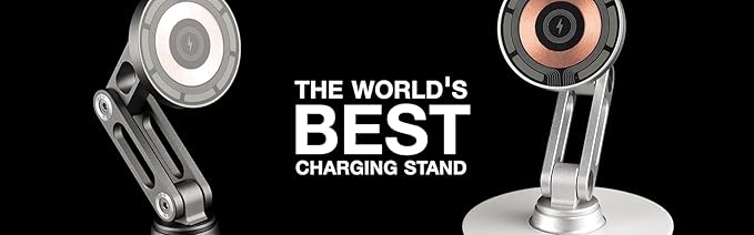 ClikDock Cell Phone Magnetic Wireless Charger Stand, 360° Spin, Aluminum Construction, Compatible with MagSafe Phones for iPhone & Andriod (Walnut Wood)
