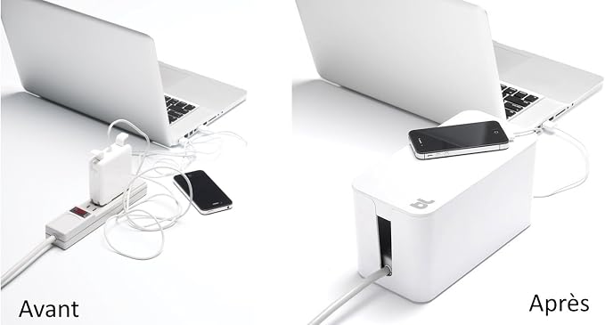 Bluelounge CableBox Mini White - Cable Management - Small Surge Protector Included