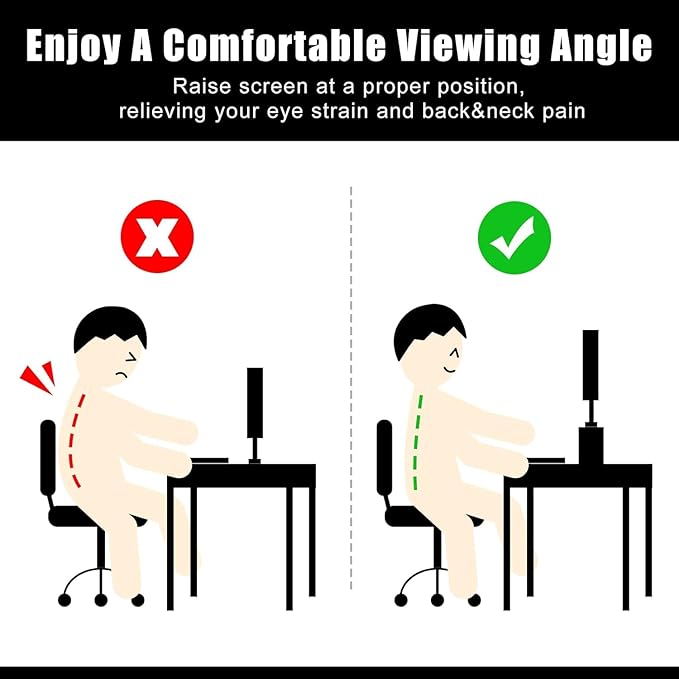 2 Tiers Monitor Stand 16.7??Computer Monitor Riser White, Wooden Monitor Riser for PC Screen/Printer Desktop Organization