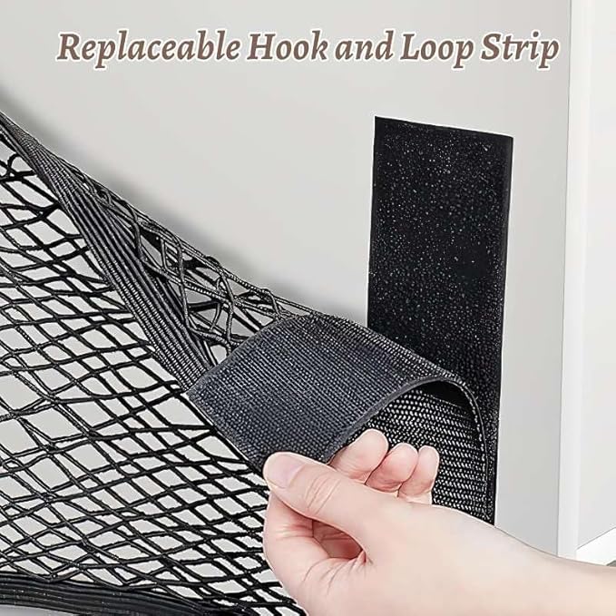 2 Pcs Back Seat Car Organizer Net for SUV, RV Inside Storage Organization Universal Cargo Mesh Bags, Adhesive Elastic Net Holder Accessories Pouch for Trunk, Camper, Car Ceiling, Front Seat, Boat