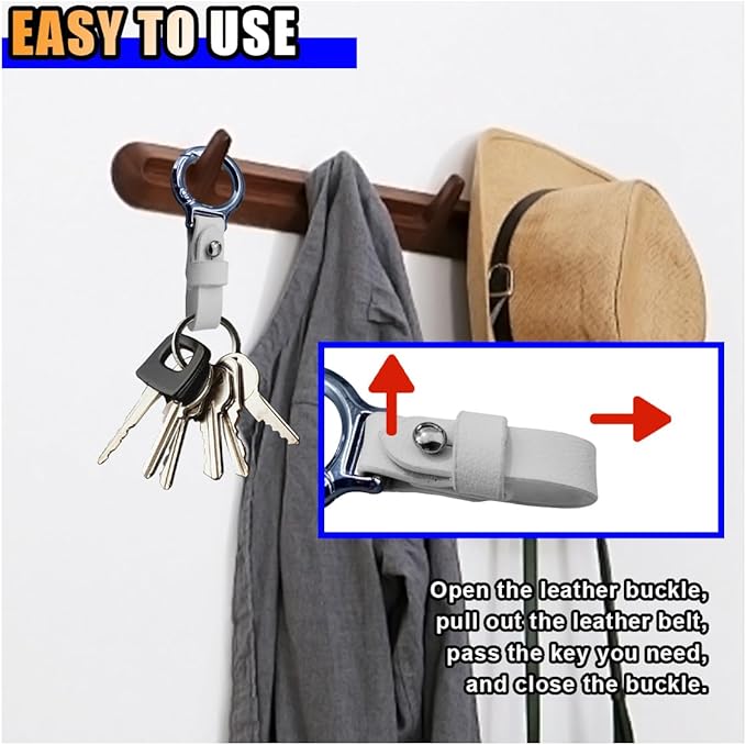 GLSOWEE Carabiner Key Ring Clip, Car Fob Key Keychain Holder Car Keychain Clip for Men Women, Key Ring Belt Holder (White)