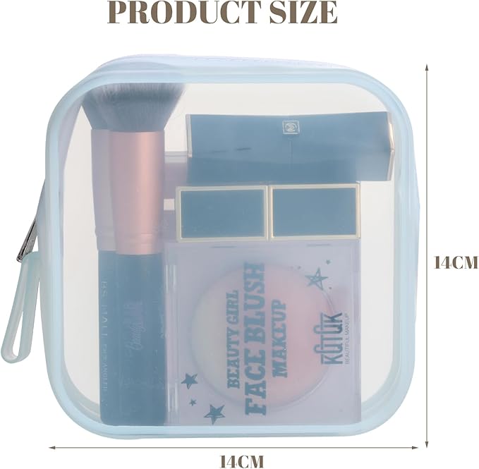 BS-MALL Silicone Travel Makeup Bag – Transparent Cosmetic Storage Pouch, Waterproof, Easy to Clean, 2-Pack