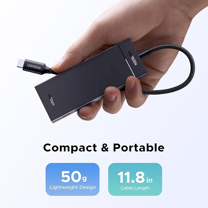 UGREEN Powered 100W 10Gbps USB C Hub - 5 in 1 Adapter with 4 USB-C, 100W PD Ports for MacBook/Air, iPad Pro, iPhone, Surface, Laptops and More