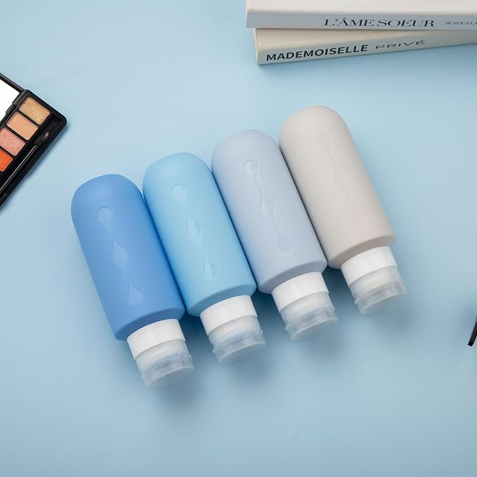 Gemice Travel Bottles for Toiletries, Tsa Approved Travel 6oz Size Containers with Clear Bag, BPA Free Leak Proof Travel Tubs Refillable Liquid Travel Accessories for Cometic Shampoo Lotion