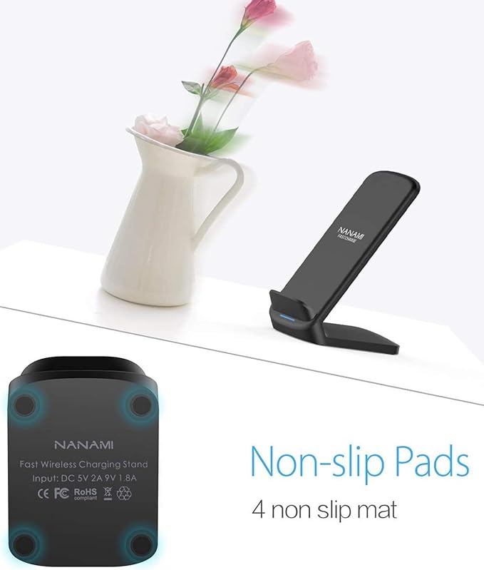 NANAMI Upgraded Fast Wireless Charger, Wireless Charging Stand Compatible with Samsung Galaxy S26/S26+/S25/S24/S23/S22/S21 & Phone Charger Dock for iPhone 17/17 Air/16/16 Plus/16 Pro/15/14/13/12