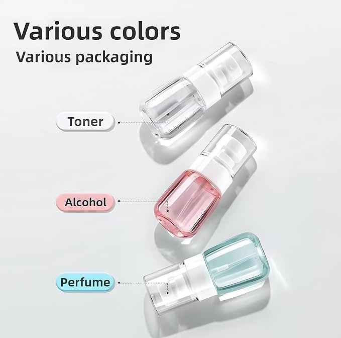 12 Pack 1oz 30ml Travel Spray Bottles TSA Approved - Leakproof Plastic Fine Mist Sprayers for Toiletries, Skincare & Plants, Portable Mini Sprayer Set with Secure Caps & Assorted Colors