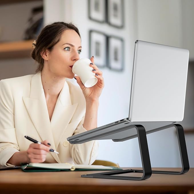 Tonmom Laptop Stand for Desk, Aluminum Laptop Riser Holder, Removable Metal Notebook Stand Ventilated Cooling Computer Riser Compatible with 10-15.6??Laptops