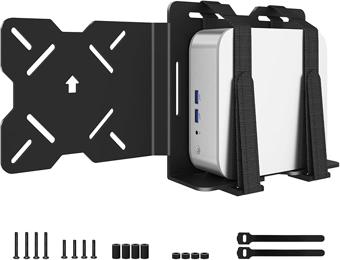 Universal Mount for Geekom Mini PC Mount, for Geekom A6, A5, ?ŽA8, AX8 Max,A9, IT13 Mini PC, Vesa Mount/Connect VESA Arm, Mounts on The Back of a Monitor with Screws, Black