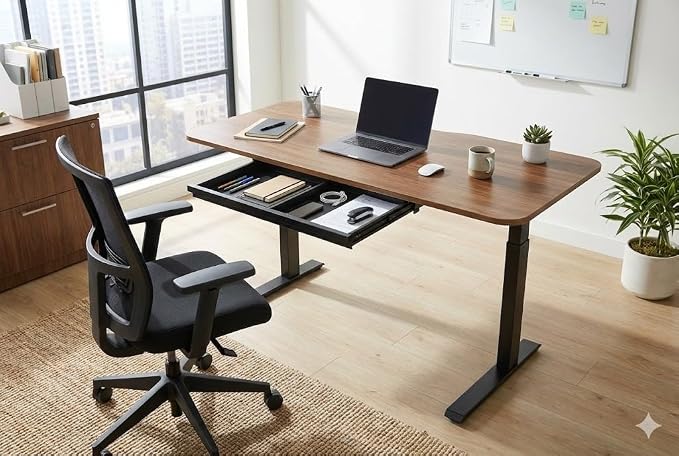 Perfect POSTURE Plastic Standing Desk Drawer – Under Desk Organzier and Storage with Dividers for Height Adjustable Desks – Black (13.25" x 23.5")