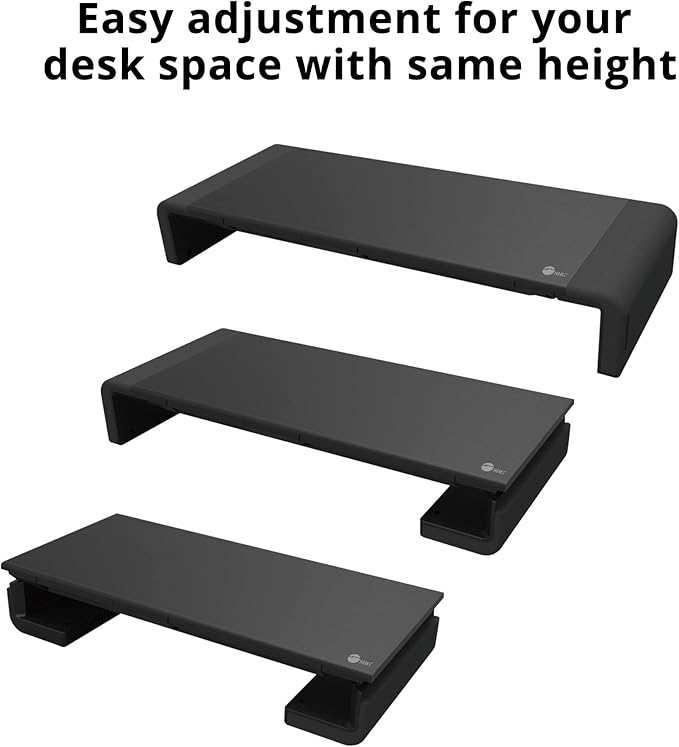 SIIG 20.5" Monitor and Laptop Stand Riser for Desk with Phone Stand and Storage, Width Adjustable 16.5" to 20.5", Max Weight 55lbs, 7.87" Depth (CE-MT2P12-S1)
