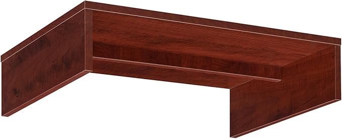 Pemberly Row Small Monitor Riser, 23.75 x 15.75 x 6.5 in, Cherry Finish, Compact Design with Storage Space, Easy Assembly, Perfect for Office Desk or Any Room