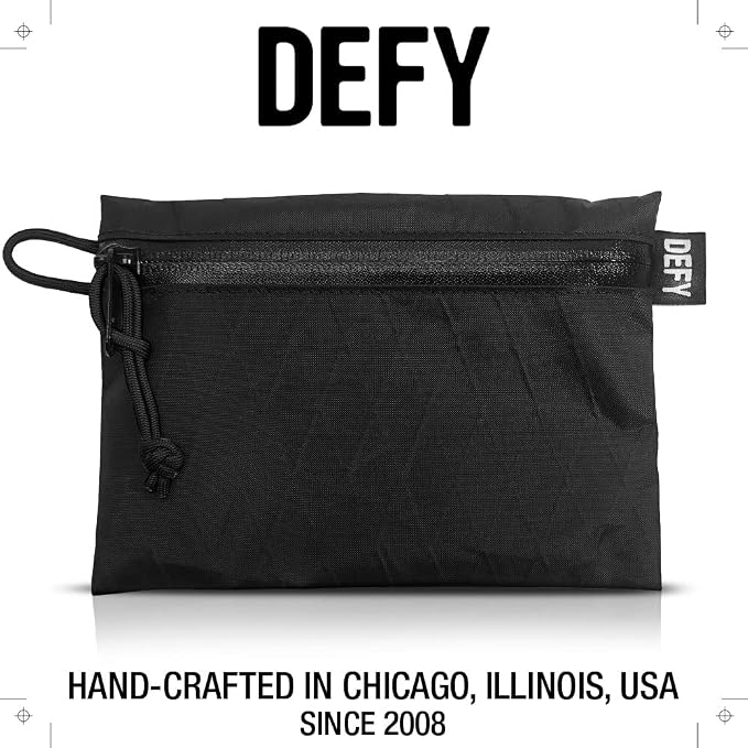 DEFY Project X-Pac Travel Pouch | Lightweight Nylon Organizer Pouch For Accessories | Premium Tech Wallet | Water Repellent Travel Organizer (Medium, Black)