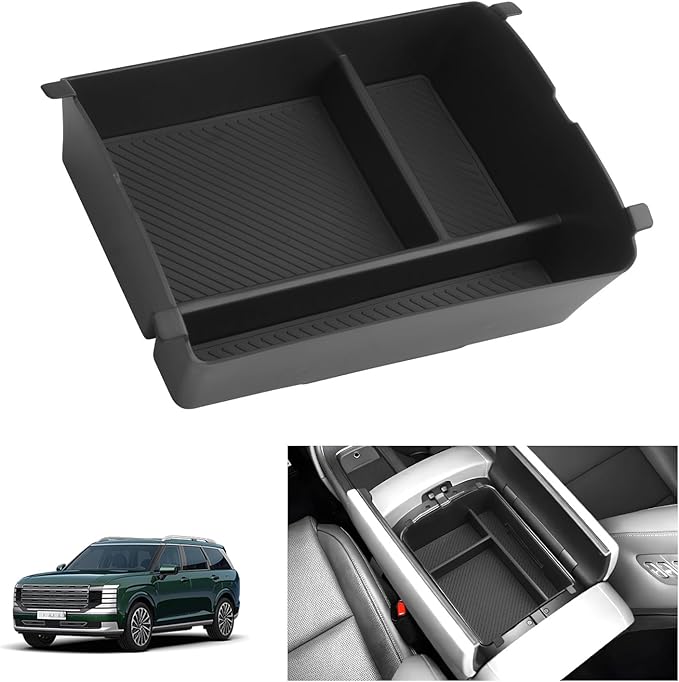 LUWU 2026 Palisade Center Console Organizer Compatible with 2026 Hyundai Palisade Accessories Armrest Console Organizer Upper Armrest Insert Tray Palisade LX3 2026 Accessories Black (Only for 7-Seat)