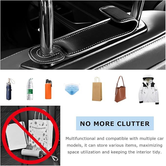 Car Seat Headrest Hook, Microfiber Leather Hanger Holder Hook for Hanging Purse and Bag, Universal Vehicle Back Seat Organizer Hook for Grocery Bag Handbag Coat (Brown)