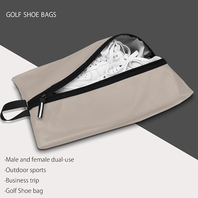 Shoe Bag for Travel, Waterproof Extra Large Shoe Storage Organizer with Handle, Multi-Functional Odor-Resistant Shoe Pouch for Gym, Soccer, Golf, Tennis Soccer Cleats Bag 16.5 x 9.8 Inches (Off white)