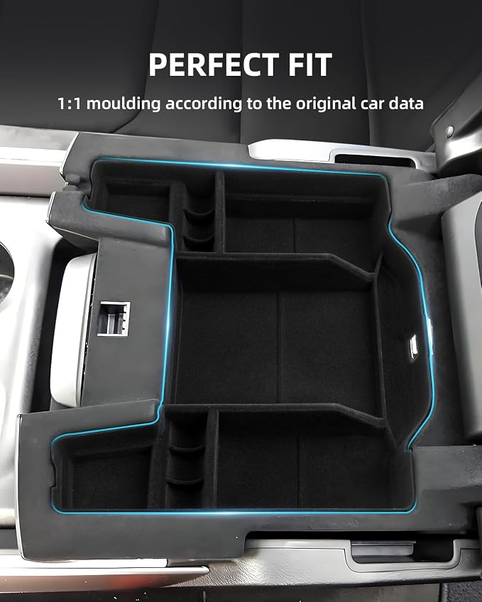 Center Console Organizer for 5th Gen 2026 2025-2019 Ram 1500 2500 3500(Full Console w/Bucket Seats Only), ABS Storage Box, Middle Console Tray Organizer, Insert Container Pallet-Black