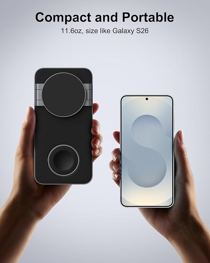 3-in-1 Charging Station for Samsung, Magnetic Fast Wireless Charger Stand Compatible with MagSafe for Galaxy S26/S25/S24/S23/Z Fold/Flip Series, Galaxy Watch Ultra/8/7/6/5, Galaxy Buds Pro/4/3/2