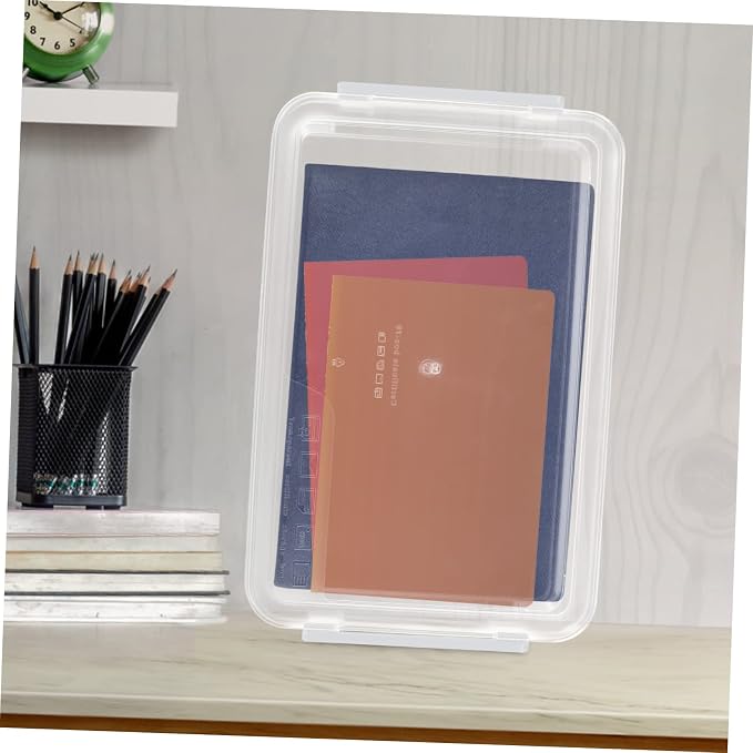 jojofuny Stackable Household File Storage Box Lid Document Protection Organizer for Home Office Desktop File Holder Suitable for Document and Papers
