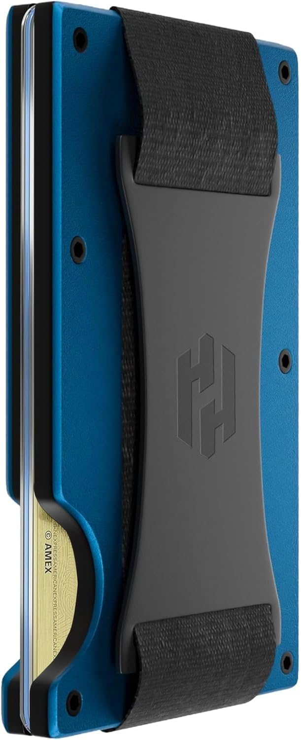 Hayvenhurst Wallet for Men - Slim RFID Blocking Metal Wallet with Cash Strap, Minimalist Front Pocket Credit Card Holder, Small Mens Wallet
