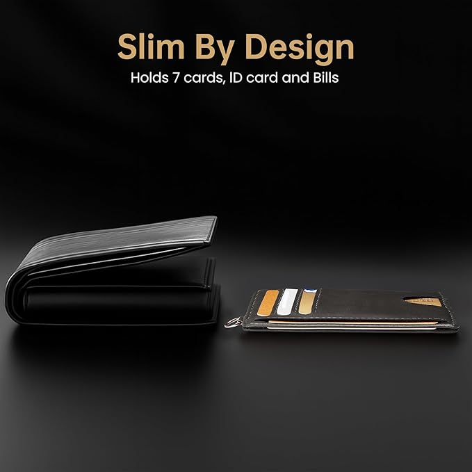 Mayski Slim Wallet, Credit Card Holder for Women, Minimalist Front Pocket RFID Blocking Card Cases, Small Wallet Women Men(Oiled Wax Grey)