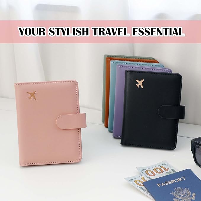 Melsbrinna Rfid Passport Holder for Travel women/Men Set Travel Suitcase Tag, Cute Passport Wallet Rfid Blocking Card Slots, Rfid Passport Cover/CaseTravel Wallet (new pink)