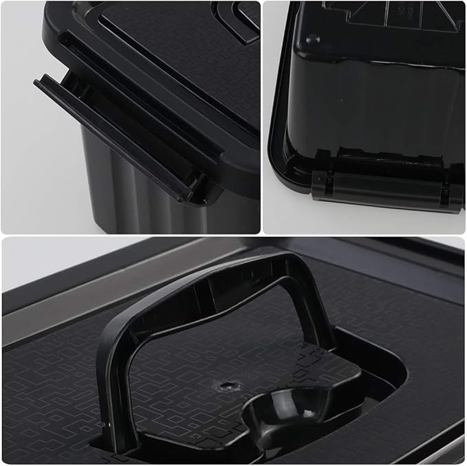 6 Quart Black Plastic Storage Latching Box Bin with Handles, 6 Packs