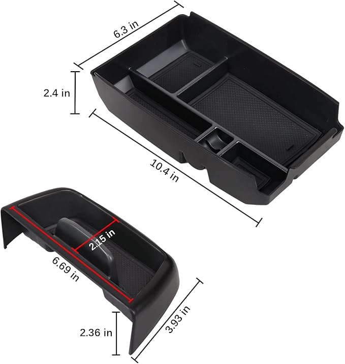 2PCS Center Console Dash Storage Tray and Armrest Secondary Storage Box Compatible with Ford Bronco Sport CX430 2021 2022 2023 2024 Center Console Organizer Insert Accessories