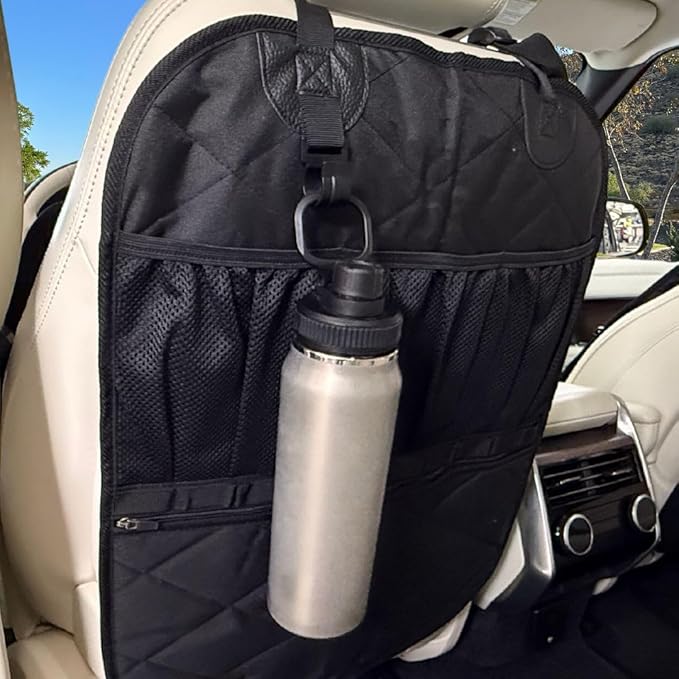 Rydura Car Seat Back Organizer – Waterproof Kick Mat Protector with Multiple Pockets – Backseat Storage for Kids, Pets & Travel – Durable & Easy to Clean – Universal Fit for Cars, Trucks & SUVs