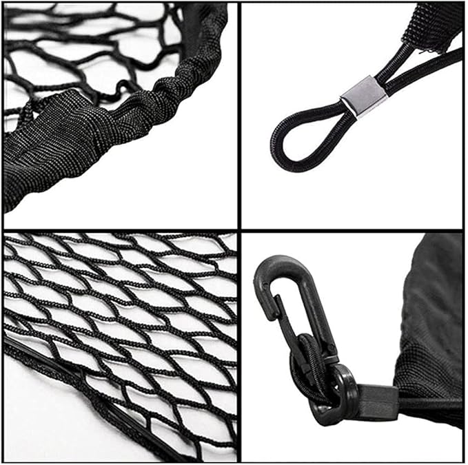Car Rear Cargo Net, Universal Adjustable Elastic Trunk Cargo Storage Organizer Net Compatible for SUV, Jeep, Truck, Storage Nylon Mesh Double-Layer with Hooks (35.4 x 15.7 Inch)