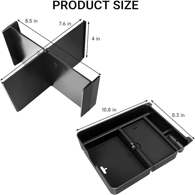 YOJOJOCO 2PCS Center Console Organizer Compatible with Honda 2023-2025 2026 Pilot & 2024-2026 Ridgeline & 2024-2026 Passport Accessories Hidden Storage Box Insert Tray