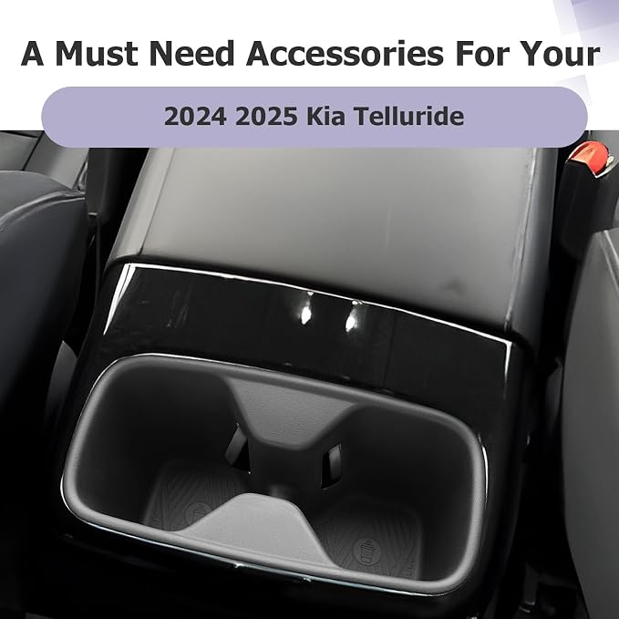 LUWU Cup Holder Compatible with Kia Telluride 2024-2026 Center Console Organizer Drink Holder Replacement for 2026 Kia Telluride Accessories Rear Seat Cup Holder (Compatible with 2024-2026 Telluride)