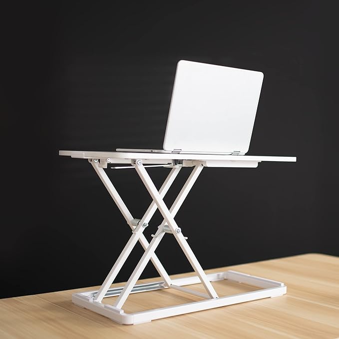 VIVO Single Top 24 inch Scissors Lift Keyboard and Mouse Riser, Height Adjustable Laptop Desk, For Ergonomic Sit Stand Workstations, White, DESK-V024AW