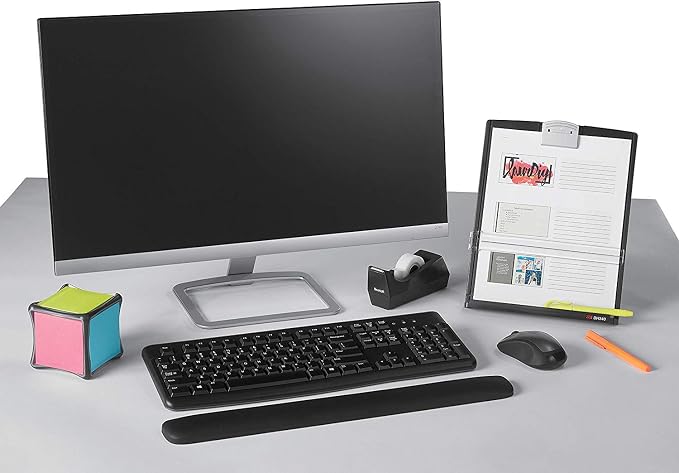 3M Desktop Document Holder with Adjustable Clip, Holds Letter, Legal and A4 Documents, Bottom Ledge Has Lip to Keep up to 150 Sheets Securely in Place, Folds Flat for Storage, Black (DH340MB) (6)