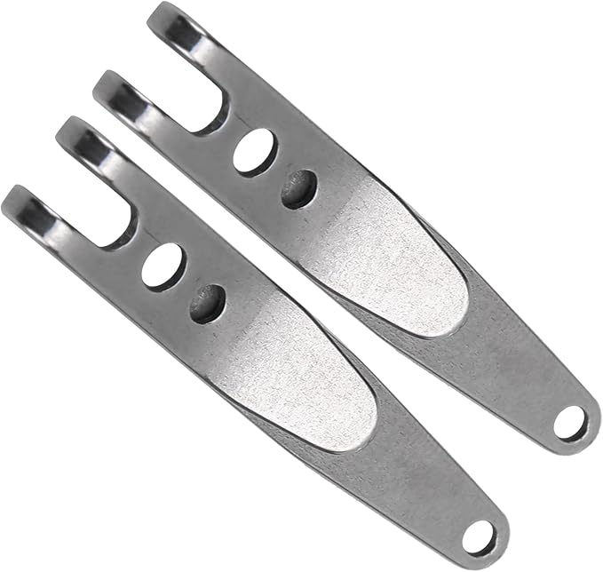 2Pcs Belt Clip for Keys, Mini Keychain Pocket Clip, Stainless Steel Suspension Clips, Multipurpose Suspension Keychain Clips for Keys, Flashlights, Knives, 1.6x0.3in