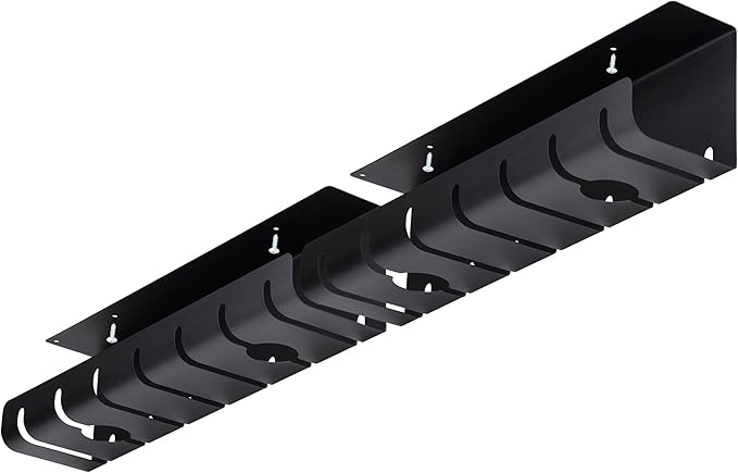 StarTech 2-Pack Under Desk Cable Management Tray, 42" Long (21" Per Tray), Metal Slotted Style Cable Organizer, Screw-On, Power Bar Holder, Black, TAA