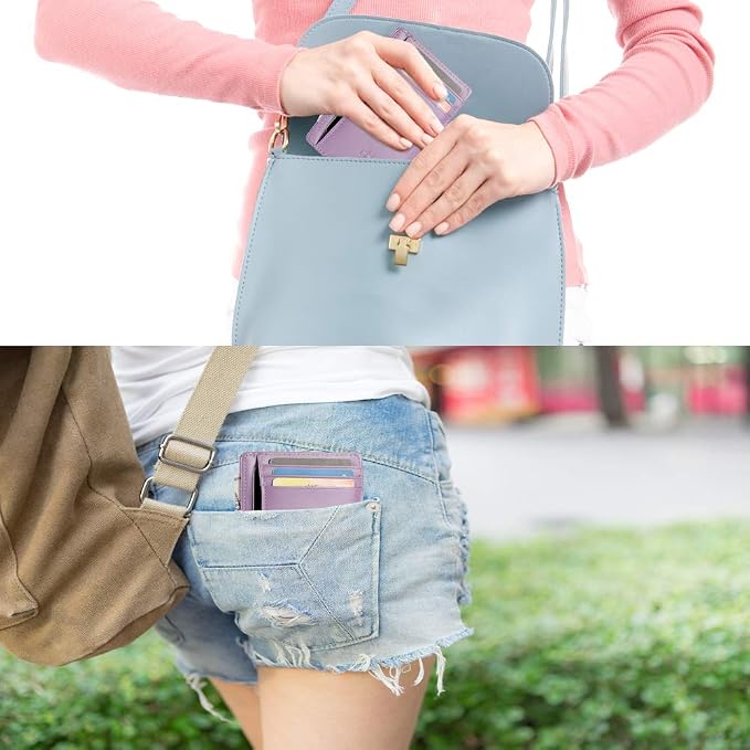 GH GOLD HORSE Slim RFID Blocking Card Holder Minimalist Leather Front Pocket Wallet for Women | Slim