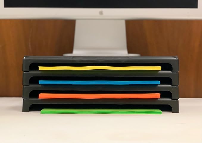 Vu Ryte Stackable 1 Inch Computer Monitor Riser Stand, VuRyser 1, Black, VUR 2455 (4-Pack)