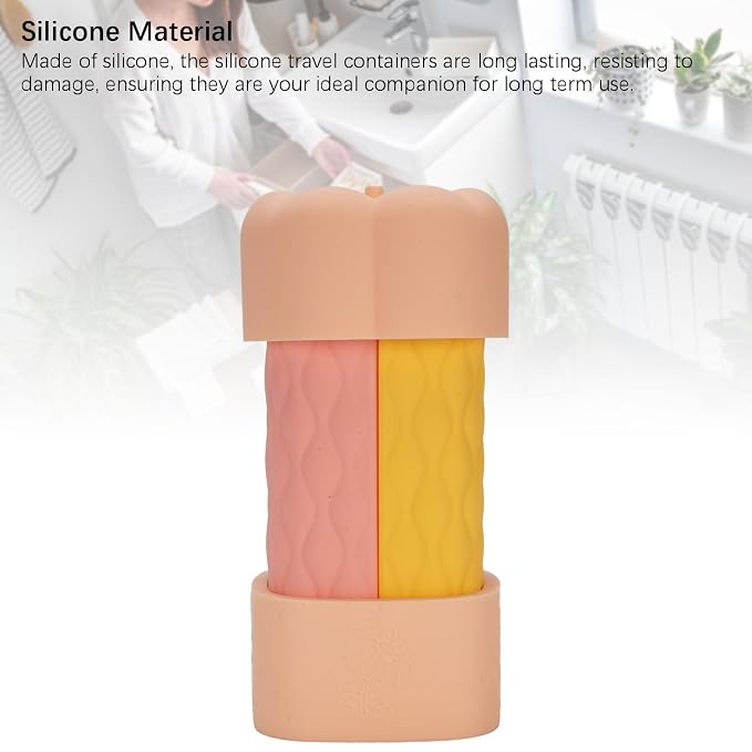 4 in 1 Portable Travel Bottles Set, Leak Proof Silicone Wide Mouth Containers, Brown Series - Durable Silicone Material, Leakproof Design, Ideal for Outdoor Travel (Light Pink Series)