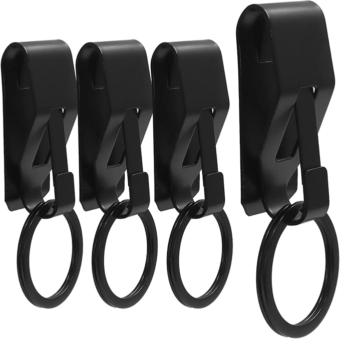 4 pcs Black Belt Key Clip, Security Key Holder Metal Keychain, Clip Keyring Holder for Car/Home/Office/Men/Women