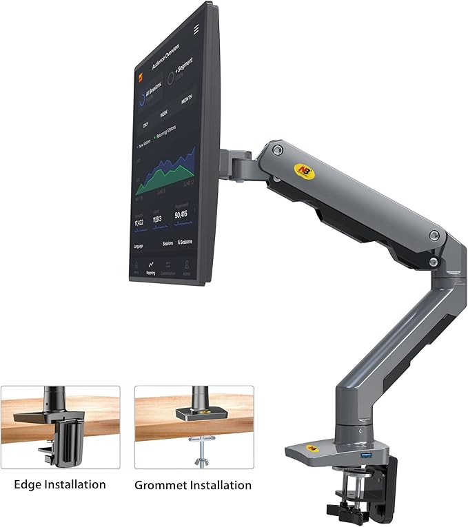 NB North Bayou Heavy Duty Monitor Arm Desk Mount, Full Motion Stand for 27"-45" Big Screens, 11lbs-33lbs Weight Capacity, Gaming Monitor Stand G60