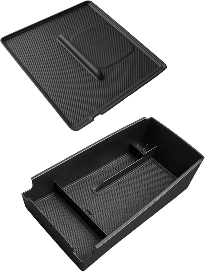 CDEFG 2PCS for 2025 2026 Kia K5 Center Console Organizer for 2025 2026 Kia K5 (GT-Line/EX/GT/LXS) Accessories Middle Console Tray Armrest Storage Box Wireless Charging Protective Console Mat