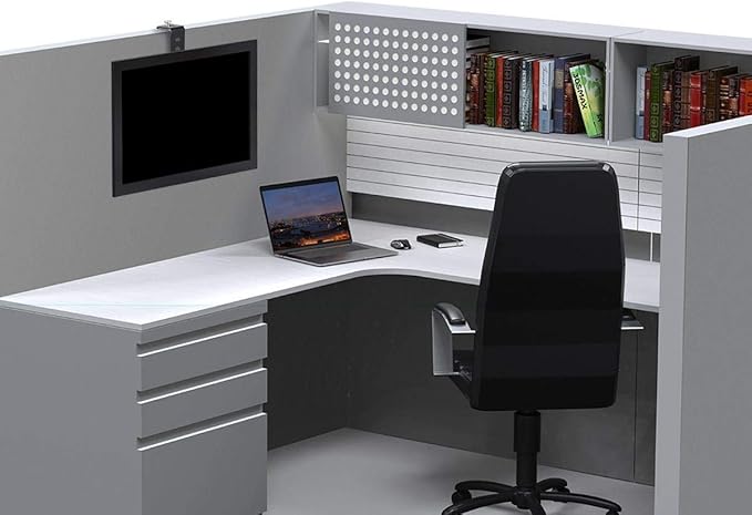 Monoprice Cubicle Flat Panel Monitor Mount - 10 Easy Height Adjustments, Up to 17.6lbs, Black - Workstream Collection