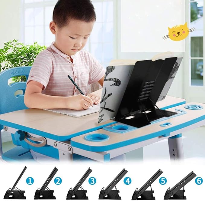 Book Stand Reading Adjustable Standing Kitchen Foldable Tray and Page Paper Rest Holder Document, Cookbook, Textbooks, Music Books Portable Metal Stand for Office Home Student