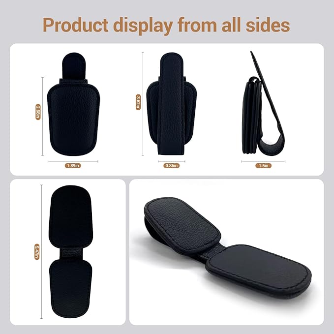 Sunglass Holder for Car, Universal Magnetic Glasses Holder Visor Sunglass Clip Visor Clips, Car Visor Organizer Accessories for Men and Women (1, Black)
