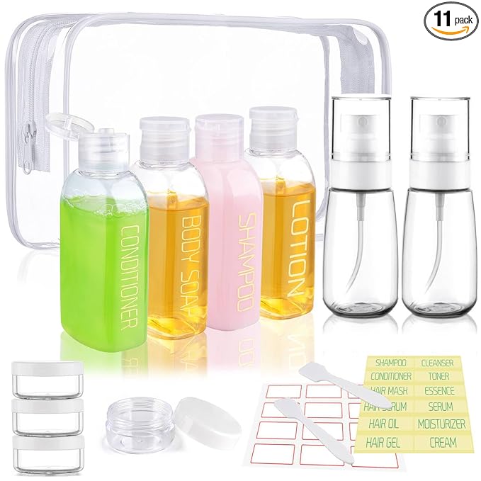 Cosywell Travel Size Bottles for Toiletries 10PCS TSA Approved Shampoo and Conditioner Containers Leakproof Spray Bottle for Cream Lotion Rose Water Travel Essential Toiletries