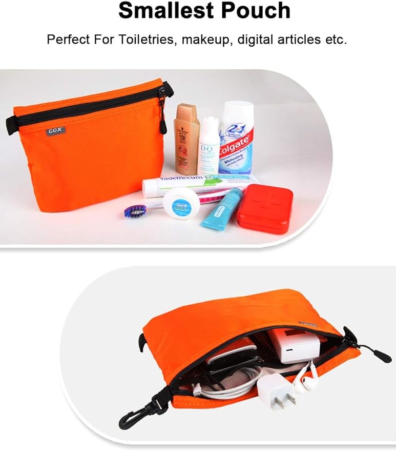 GOX 3 Pack Travel Toiletry Bag for Men Carry On Packing Organizer Zipper Pouch Portable Cosmetic Pouch Accessory Document Electronics (Orange)