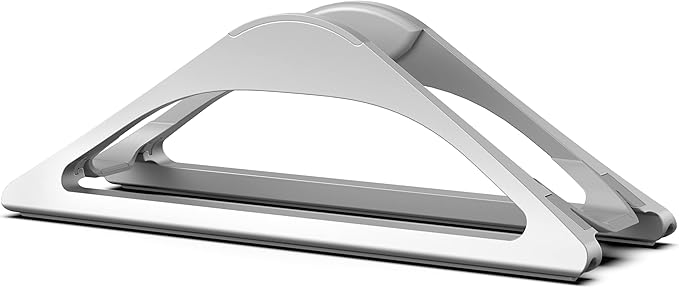 HumanCentric Vertical Laptop Stand for Desks in Silver Color, Upright Adjustable Holder to Dock Apple MacBook Stand, and Other Laptops to Organize Work & Home Office, Automatic Grip