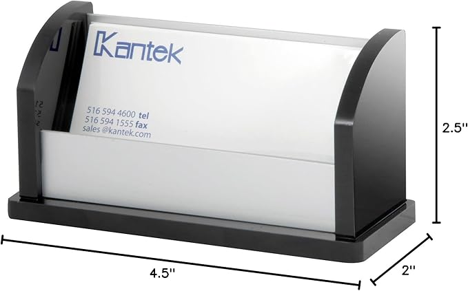 Kantek Black Acrylic and Aluminum Business Card Holder, 4.5-Inch Wide x 2-Inch Deep x 2.5-Inch High (BA330)