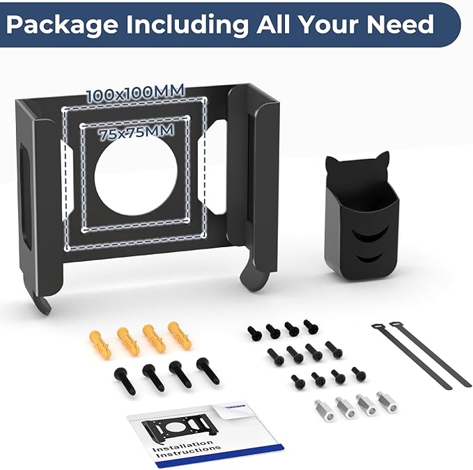 Mini PC Mount Compatible with Beelink GTi12, GTi12 Ultra, GTi13, GTi13 Ultra, GTi14, GTi14 Ultra Mini PC, Vesa/Wall/Under Desk, Mount for Beelink, Easy to Install, with Holder, Black